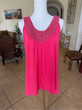 Y2K agenda Embellished Scoop Neck Sleeveless Top - Pink